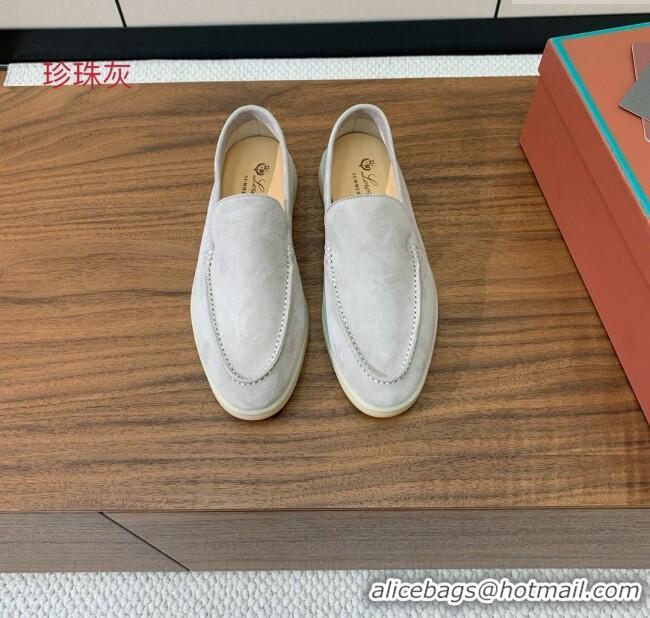 Spot Bulk Loro Piana Summer Walk Loafer in Suede LP61833 Pearl Grey 2025