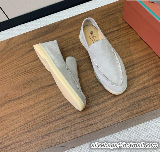 Spot Bulk Loro Piana Summer Walk Loafer in Suede LP61833 Pearl Grey 2025