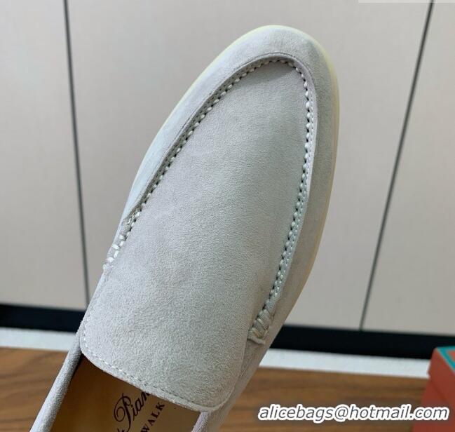 Spot Bulk Loro Piana Summer Walk Loafer in Suede LP61833 Pearl Grey 2025