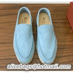 ​New Discount Loro Piana Summer Walk Loafer in Suede LP61904 Light Blue 2025