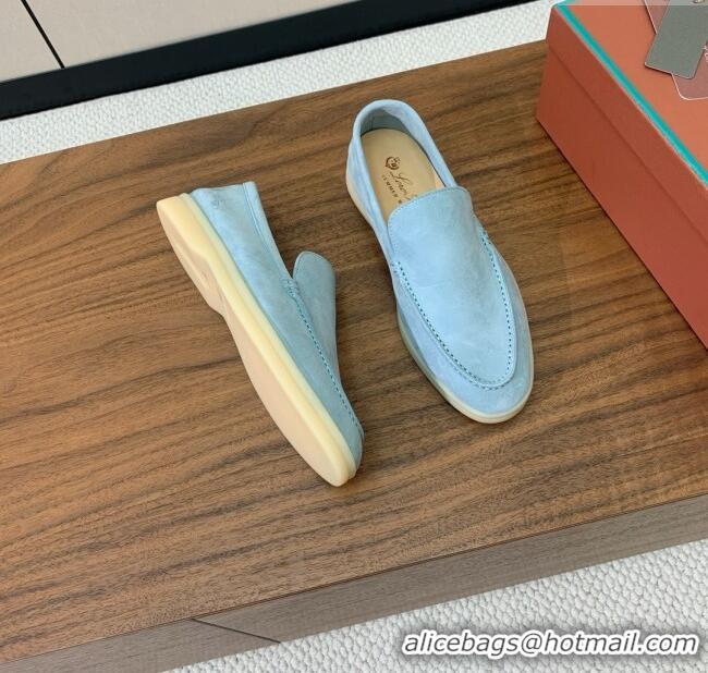 ​New Discount Loro Piana Summer Walk Loafer in Suede LP61904 Light Blue 2025