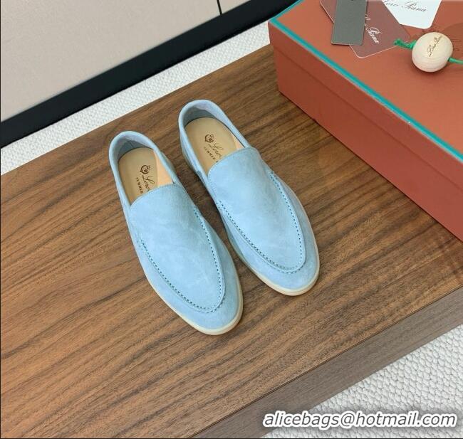 ​New Discount Loro Piana Summer Walk Loafer in Suede LP61904 Light Blue 2025
