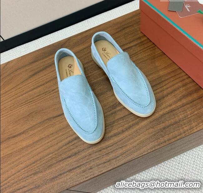 ​New Discount Loro Piana Summer Walk Loafer in Suede LP61904 Light Blue 2025