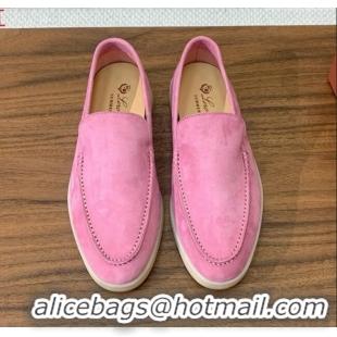 Top Design Loro Piana Summer Walk Loafer in Suede LP61906 Peach Pink 2025