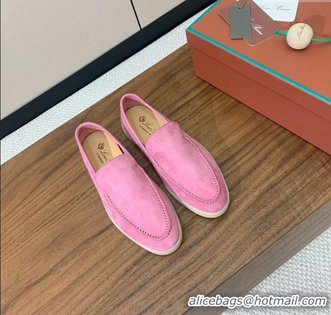Top Design Loro Piana Summer Walk Loafer in Suede LP61906 Peach Pink 2025