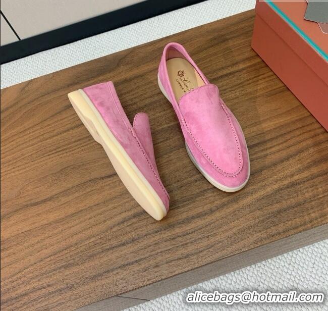 Top Design Loro Piana Summer Walk Loafer in Suede LP61906 Peach Pink 2025