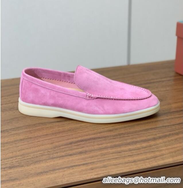 Top Design Loro Piana Summer Walk Loafer in Suede LP61906 Peach Pink 2025