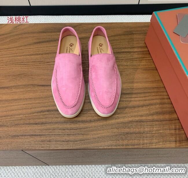 Top Design Loro Piana Summer Walk Loafer in Suede LP61906 Peach Pink 2025