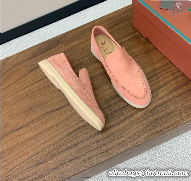 Buy New Cheap Loro Piana Summer Walk Loafer in Suede LP61908 Pink 2025