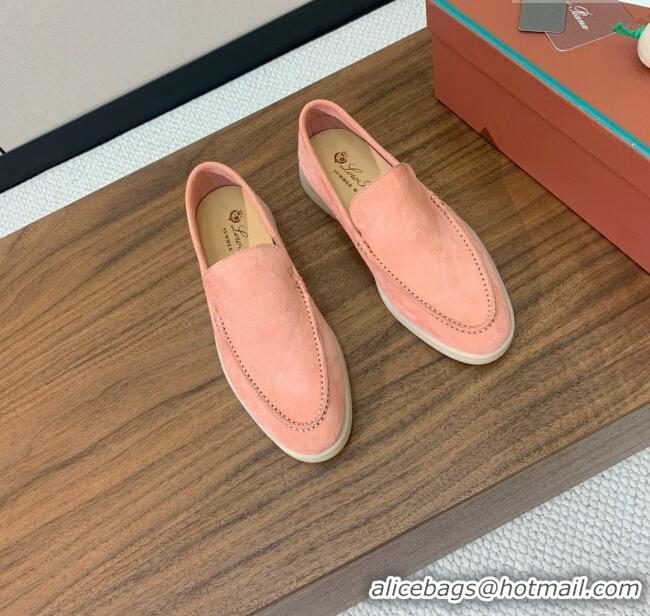 Buy New Cheap Loro Piana Summer Walk Loafer in Suede LP61908 Pink 2025