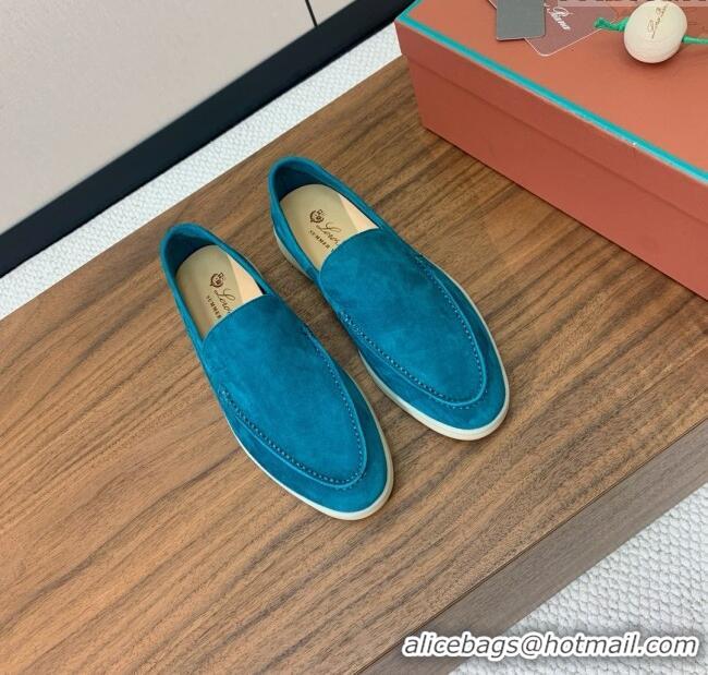 ​Original Cheap Loro Piana Summer Walk Loafer in Suede LP61910 Sapphire Blue 2025