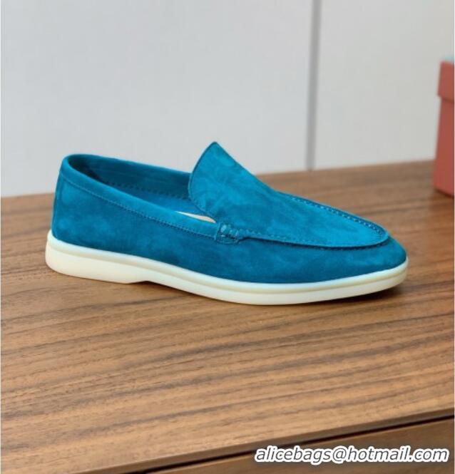 ​Original Cheap Loro Piana Summer Walk Loafer in Suede LP61910 Sapphire Blue 2025