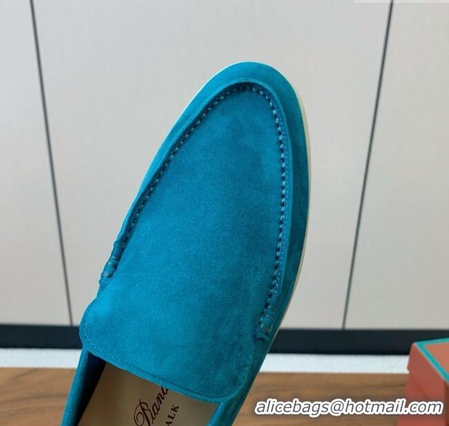 ​Original Cheap Loro Piana Summer Walk Loafer in Suede LP61910 Sapphire Blue 2025