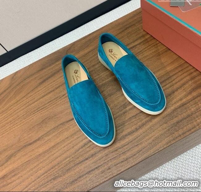 ​Original Cheap Loro Piana Summer Walk Loafer in Suede LP61910 Sapphire Blue 2025