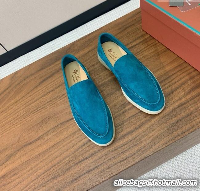 ​Original Cheap Loro Piana Summer Walk Loafer in Suede LP61910 Sapphire Blue 2025