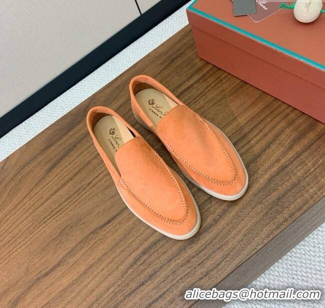 Inexpensive Loro Piana Summer Walk Loafer in Suede LP61911 Light Orange 2025