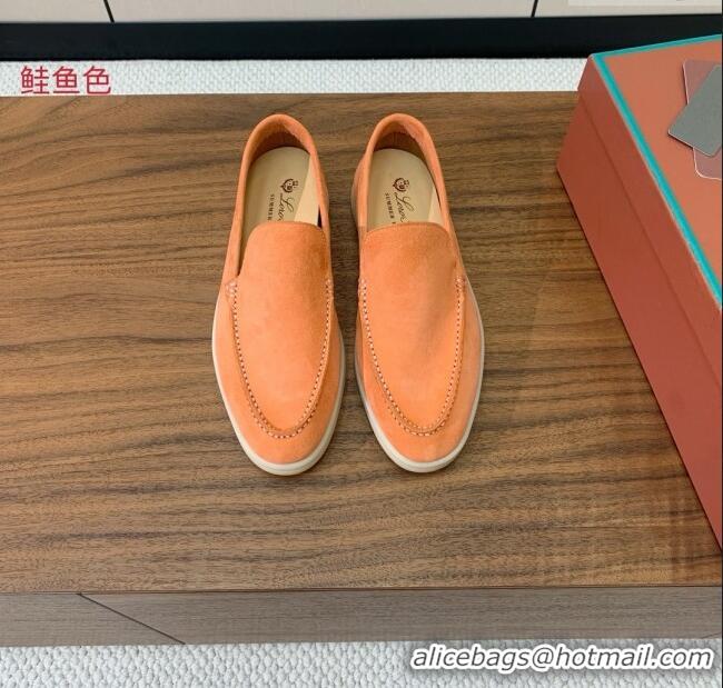 Inexpensive Loro Piana Summer Walk Loafer in Suede LP61911 Light Orange 2025