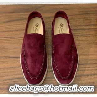 Unique Discount Loro Piana Summer Walk Loafer in Suede LP61914 Burgundy 2025