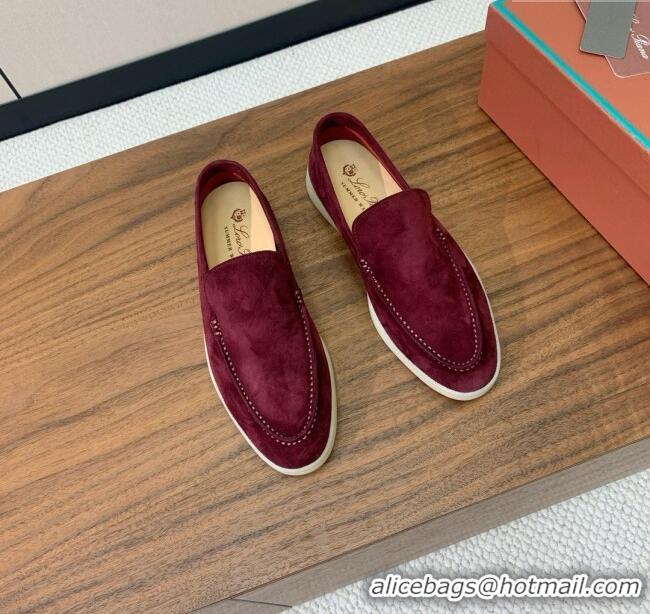 Unique Discount Loro Piana Summer Walk Loafer in Suede LP61914 Burgundy 2025