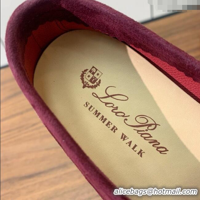 Unique Discount Loro Piana Summer Walk Loafer in Suede LP61914 Burgundy 2025