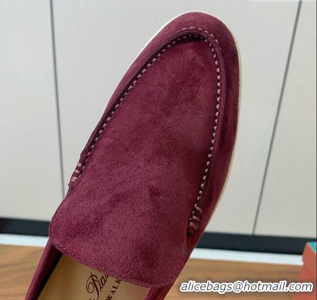 Unique Discount Loro Piana Summer Walk Loafer in Suede LP61914 Burgundy 2025