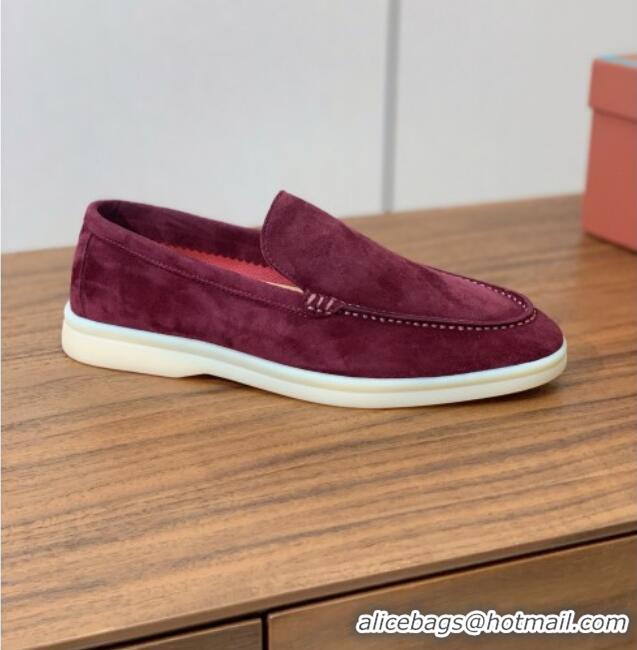 Unique Discount Loro Piana Summer Walk Loafer in Suede LP61914 Burgundy 2025