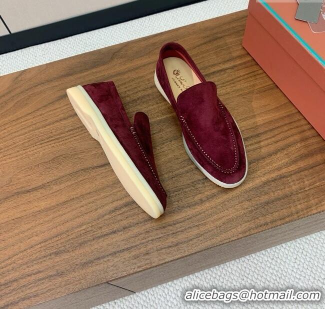 Unique Discount Loro Piana Summer Walk Loafer in Suede LP61914 Burgundy 2025