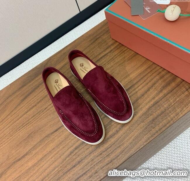 Unique Discount Loro Piana Summer Walk Loafer in Suede LP61914 Burgundy 2025