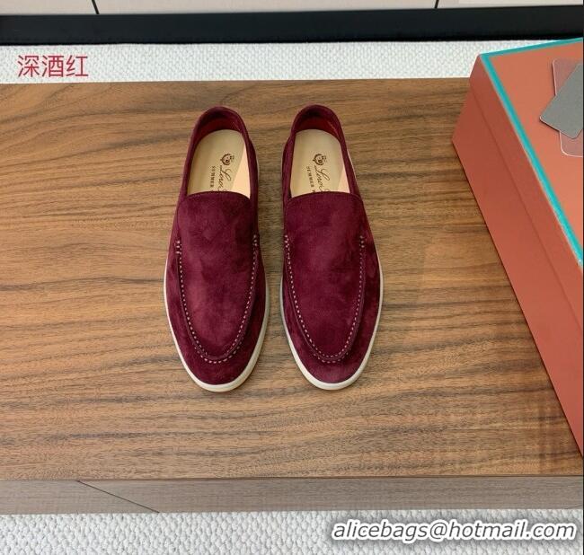 Unique Discount Loro Piana Summer Walk Loafer in Suede LP61914 Burgundy 2025