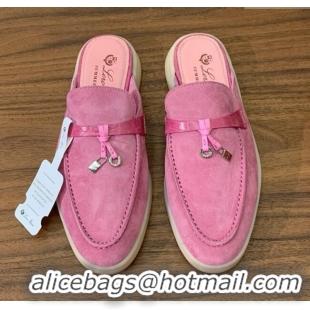 ​Top Quality Loro Piana Charms Walk Babouche Loafer in Suede LP061915 Peach Pink 2025