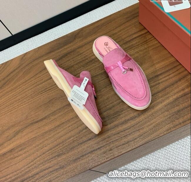 ​Top Quality Loro Piana Charms Walk Babouche Loafer in Suede LP061915 Peach Pink 2025