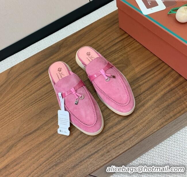 ​Top Quality Loro Piana Charms Walk Babouche Loafer in Suede LP061915 Peach Pink 2025