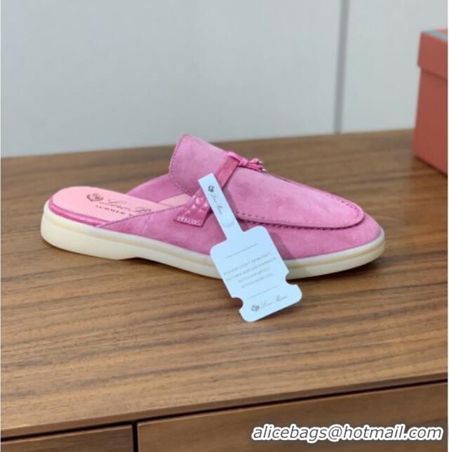 ​Top Quality Loro Piana Charms Walk Babouche Loafer in Suede LP061915 Peach Pink 2025