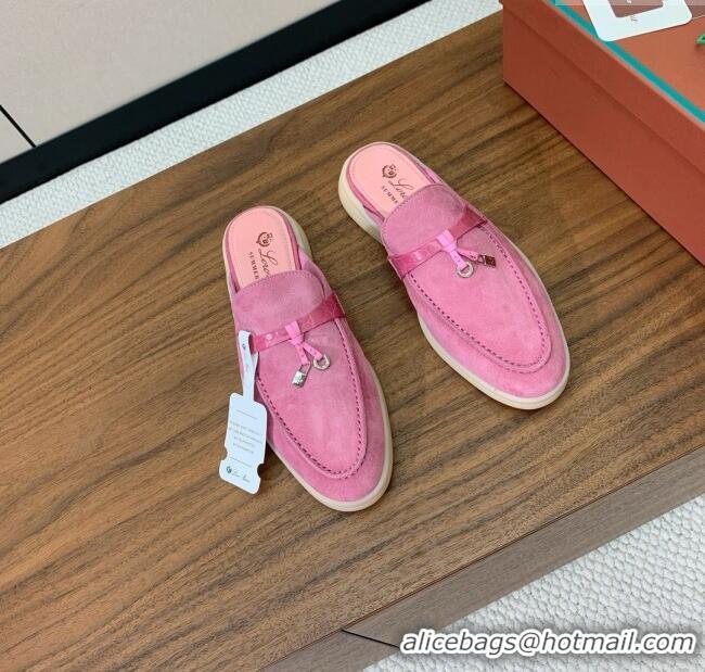 ​Top Quality Loro Piana Charms Walk Babouche Loafer in Suede LP061915 Peach Pink 2025