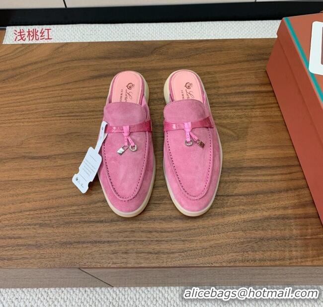 ​Top Quality Loro Piana Charms Walk Babouche Loafer in Suede LP061915 Peach Pink 2025