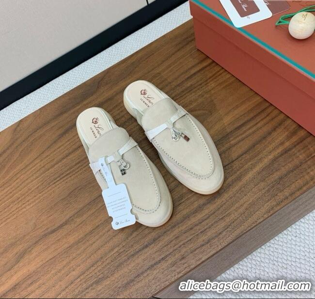 ​Top Quality Loro Piana Charms Walk Babouche Loafer in Suede LP061917 Apricot 2025