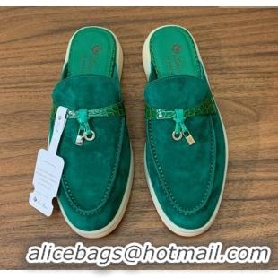 ​Famous Brand Loro Piana Charms Walk Babouche Loafer in Suede LP061918 Green 2025