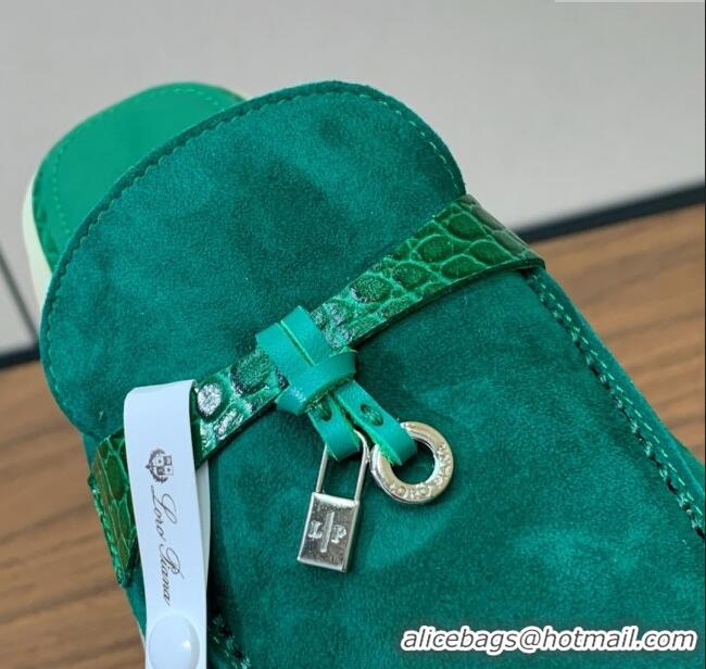 ​Famous Brand Loro Piana Charms Walk Babouche Loafer in Suede LP061918 Green 2025