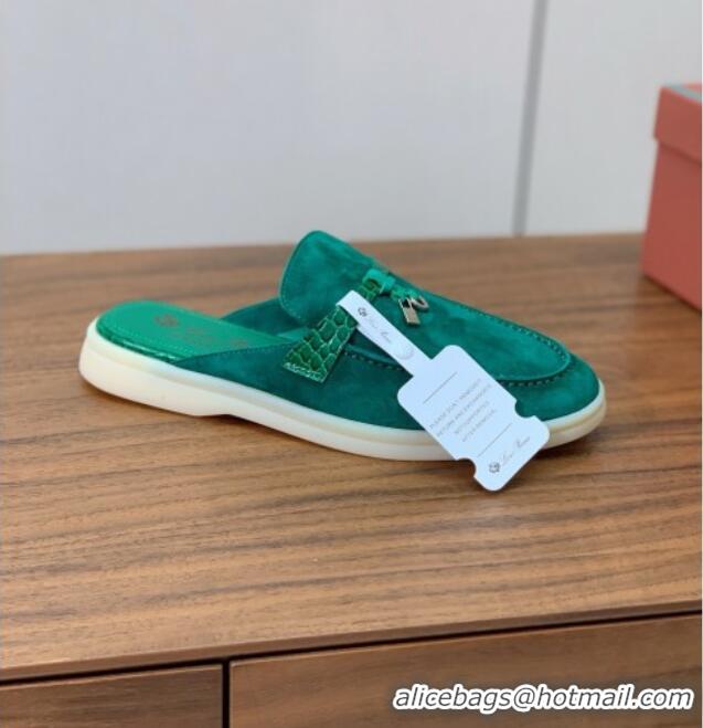 ​Famous Brand Loro Piana Charms Walk Babouche Loafer in Suede LP061918 Green 2025