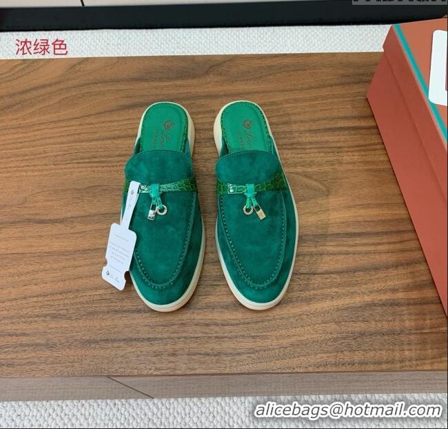 ​Famous Brand Loro Piana Charms Walk Babouche Loafer in Suede LP061918 Green 2025