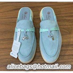 Super Quality Loro Piana Charms Walk Babouche Loafer in Suede LP061920 Light Blue 2025