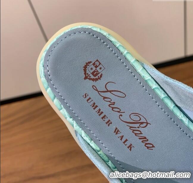 Super Quality Loro Piana Charms Walk Babouche Loafer in Suede LP061920 Light Blue 2025