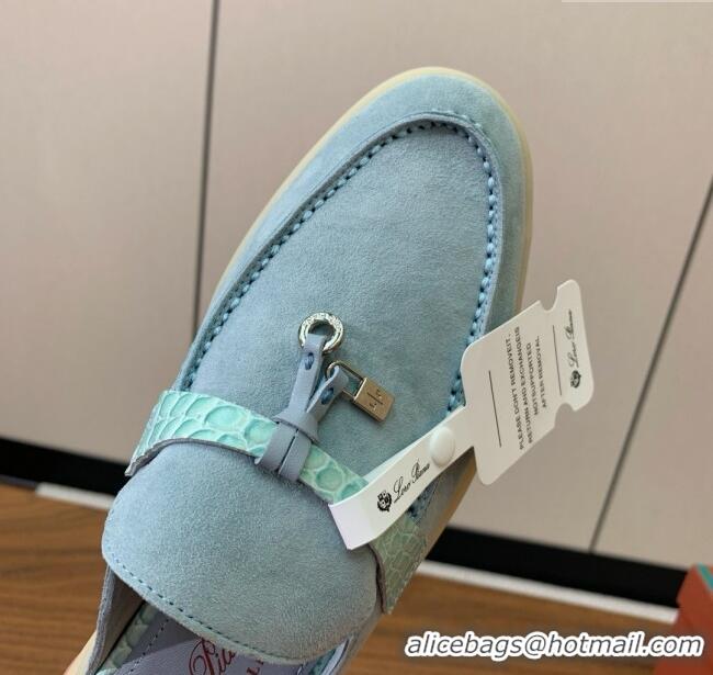Super Quality Loro Piana Charms Walk Babouche Loafer in Suede LP061920 Light Blue 2025