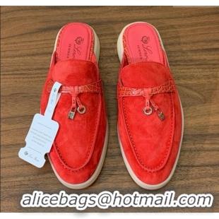 ​Famous Brand Loro Piana Charms Walk Babouche Loafer in Suede LP061921 Red 2025