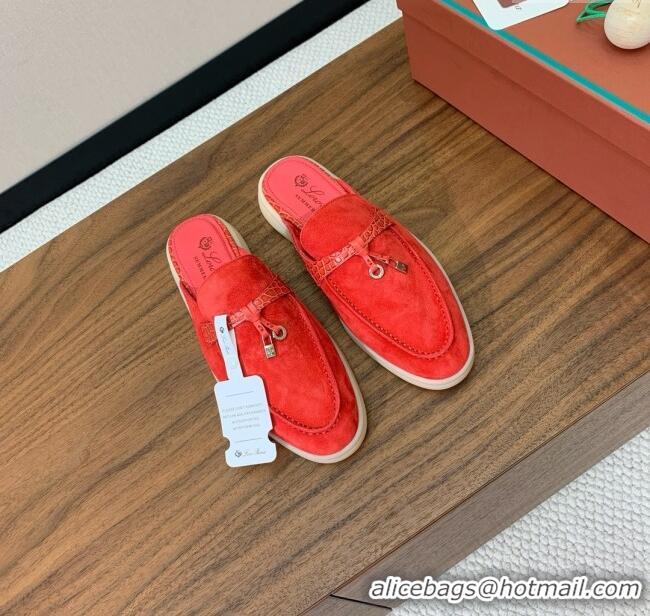 ​Famous Brand Loro Piana Charms Walk Babouche Loafer in Suede LP061921 Red 2025