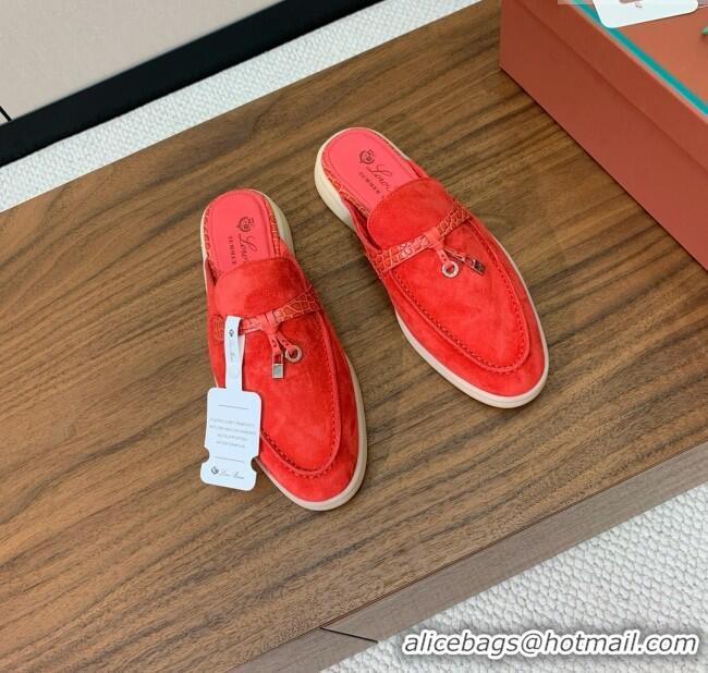 ​Famous Brand Loro Piana Charms Walk Babouche Loafer in Suede LP061921 Red 2025