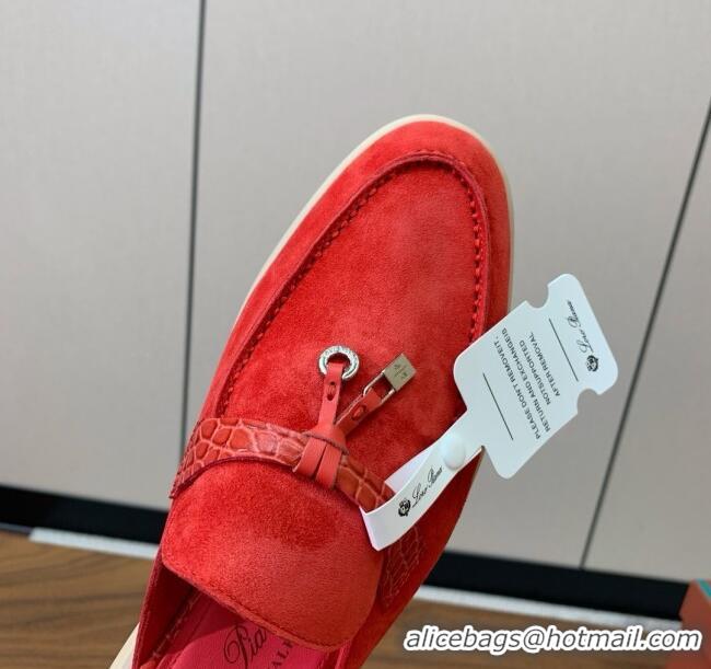 ​Famous Brand Loro Piana Charms Walk Babouche Loafer in Suede LP061921 Red 2025