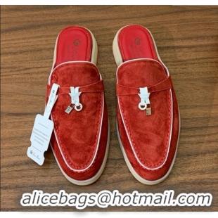​Particularly Recommended Loro Piana Charms Walk Babouche Loafer in Suede LP061922 Red 2025