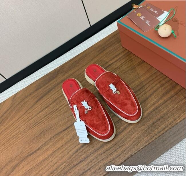 ​Particularly Recommended Loro Piana Charms Walk Babouche Loafer in Suede LP061922 Red 2025