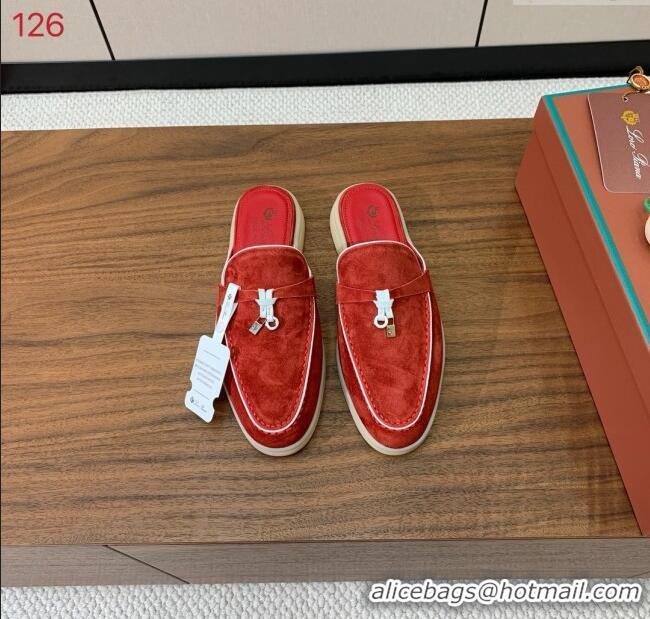 ​Particularly Recommended Loro Piana Charms Walk Babouche Loafer in Suede LP061922 Red 2025